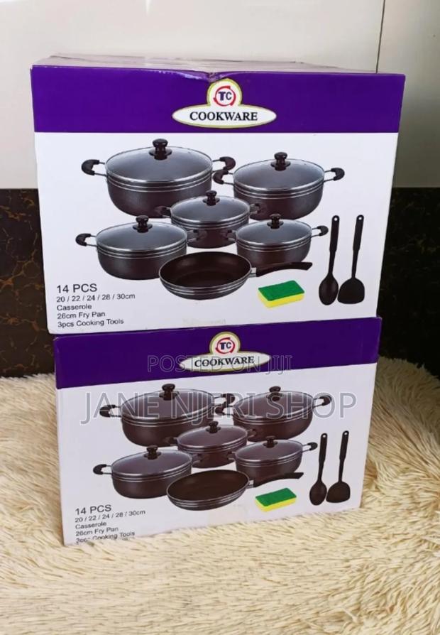 TC 14pcs Non-Stick Black Coated Cooking Pot Set - main view