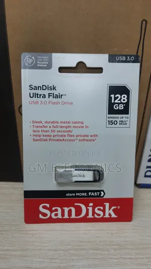 128gb Usb 3.0 Ultra Flair-150mb/S Sleek Metal Case Drive.