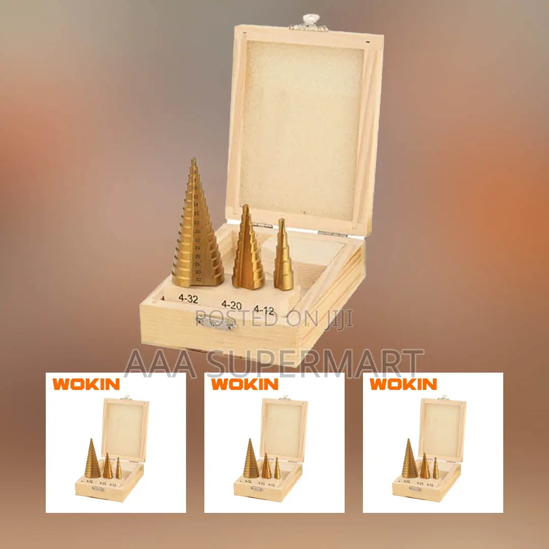 3pcs Step Drill Bits Set 4-12x2mm, 4-20x2mm, 4-32x2mm