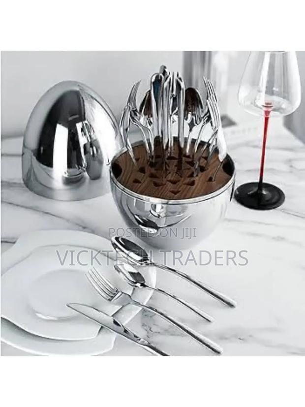 36pcs Executive Egg-Shaped Cutlery Set, Sliver Color