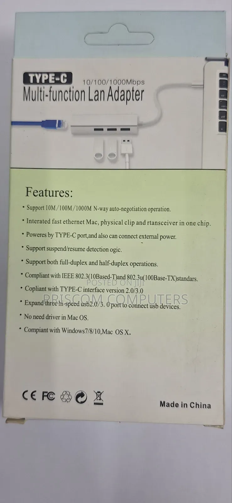 Type C to Ethernet Multi-Function Lan Adapter