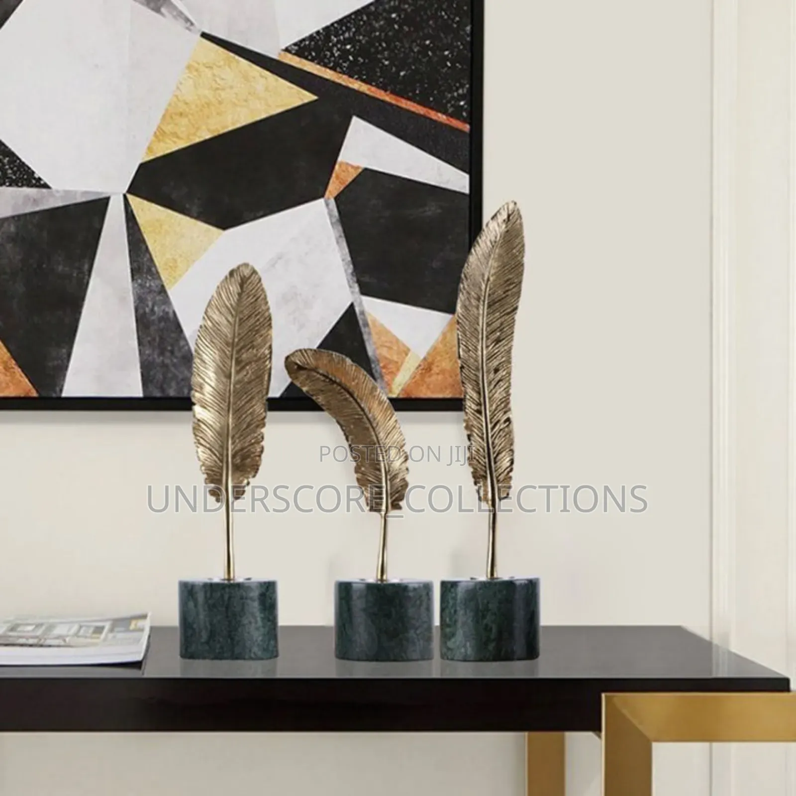 Golden Copper Feather Decor