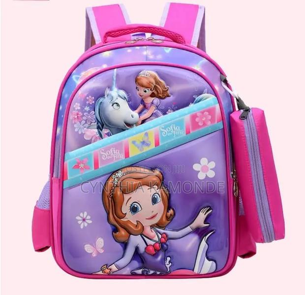 Kids 2 in 1 Backpacks Elsa Themed Pink and Purple