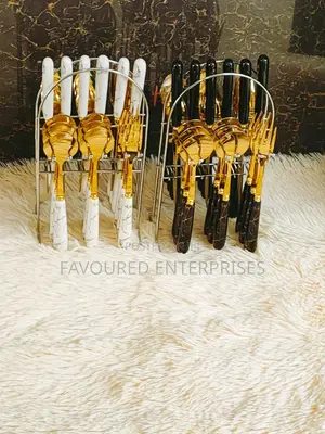 24pcs Marble Gold Spoon
