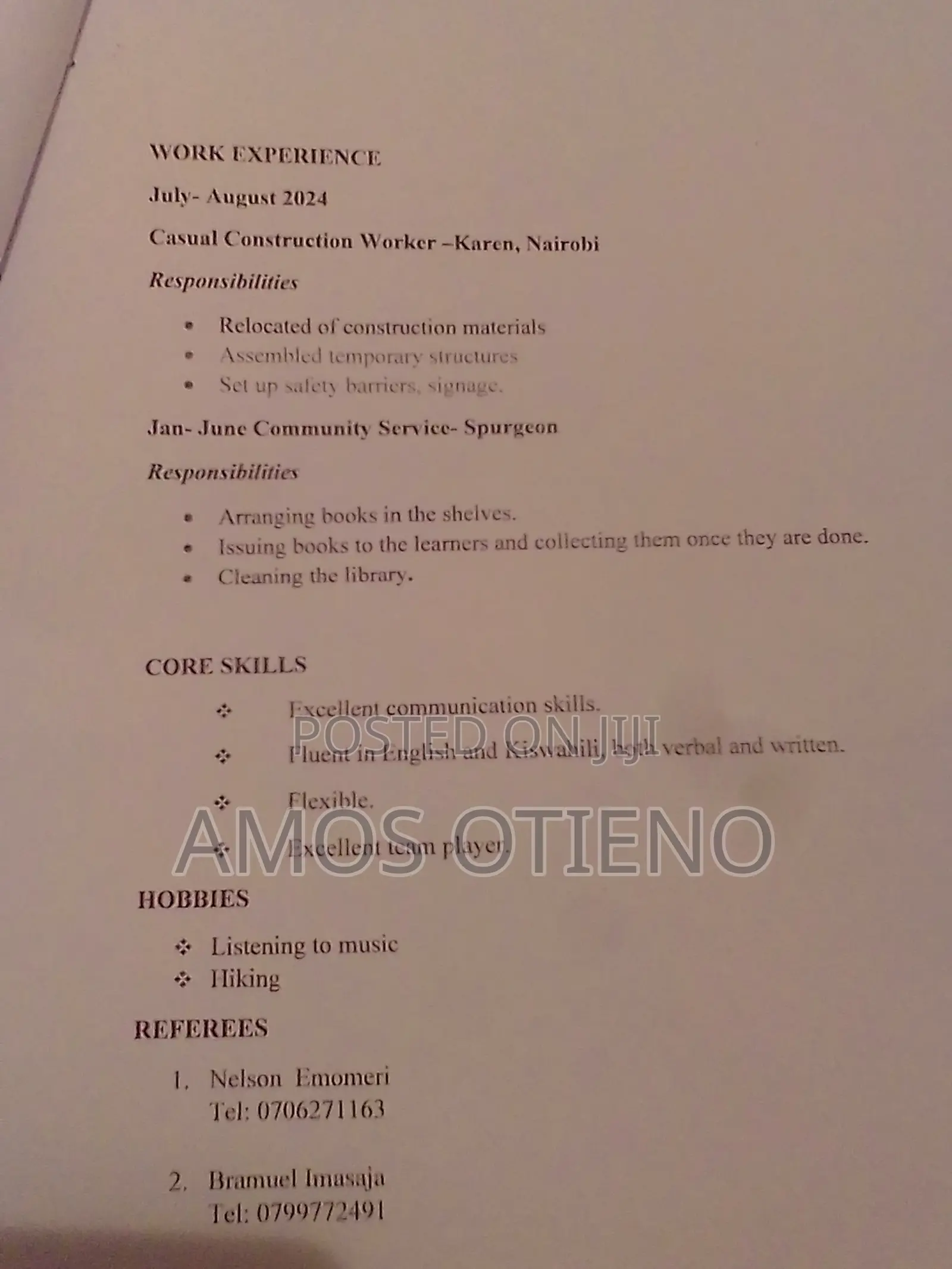 Housekeeping Cleaning CV