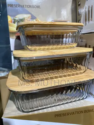 3pcs Heavy Duty Ribbed Glass Food Storage Containers