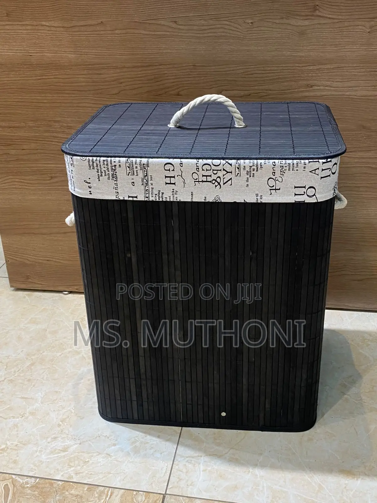 Eco-Friendly Bamboo Laundry Basket Black /Brown