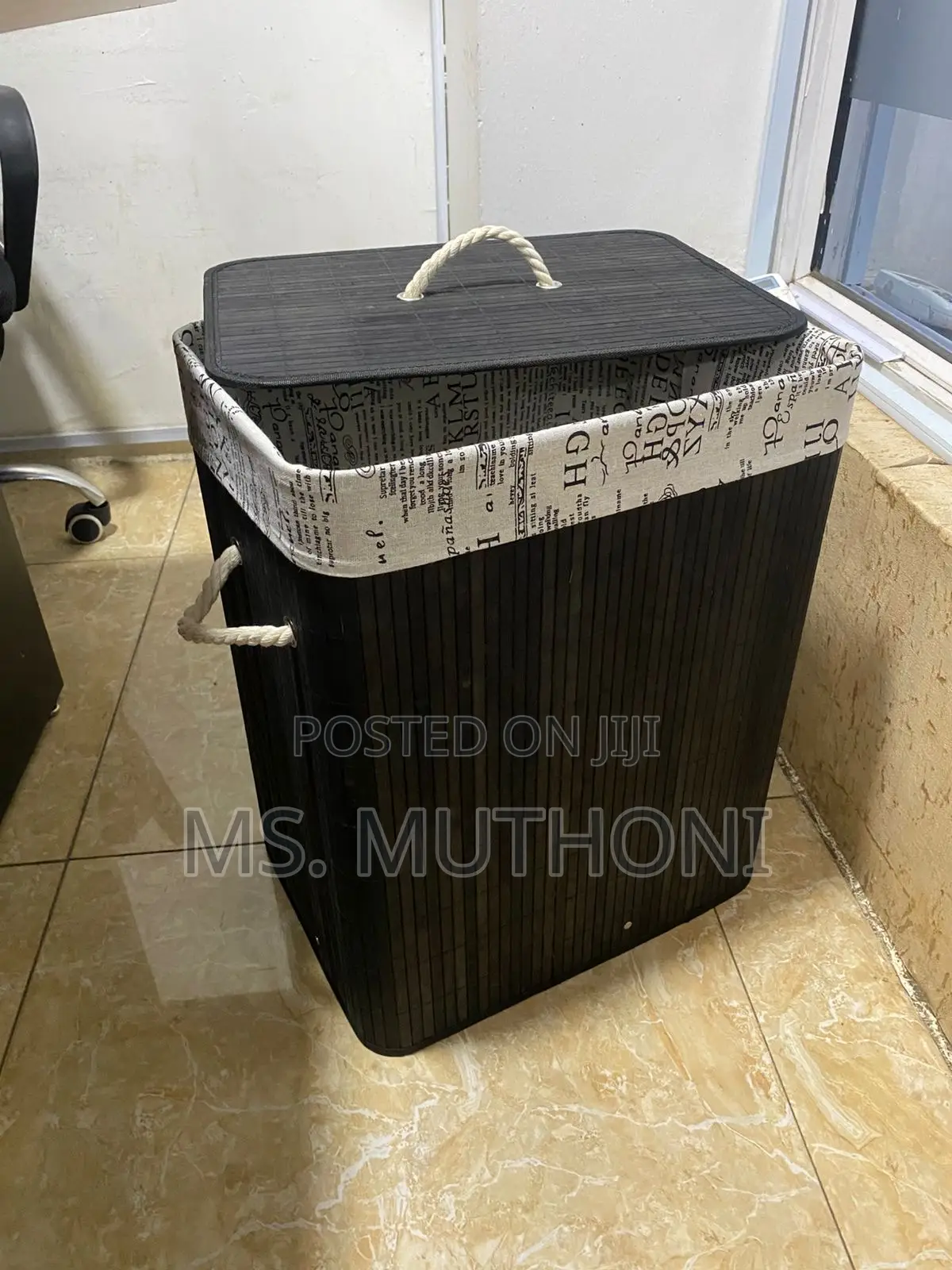 Eco-Friendly Bamboo Laundry Basket Black /Brown