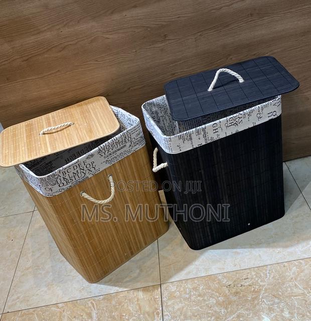 Eco-Friendly Bamboo Laundry Basket Black /Brown