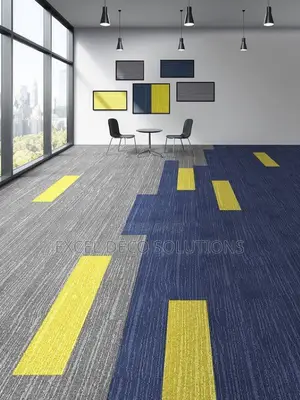 Grey and Blue Premium Office Tile Carpet