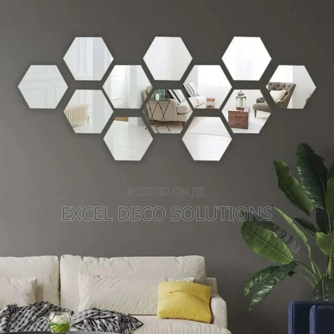 Silver Self Sticking Hexagon Mirrors