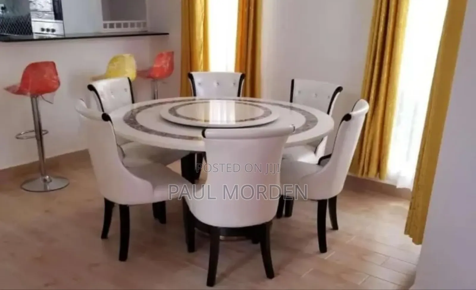 Round Marble Table With Six Marble Chairs