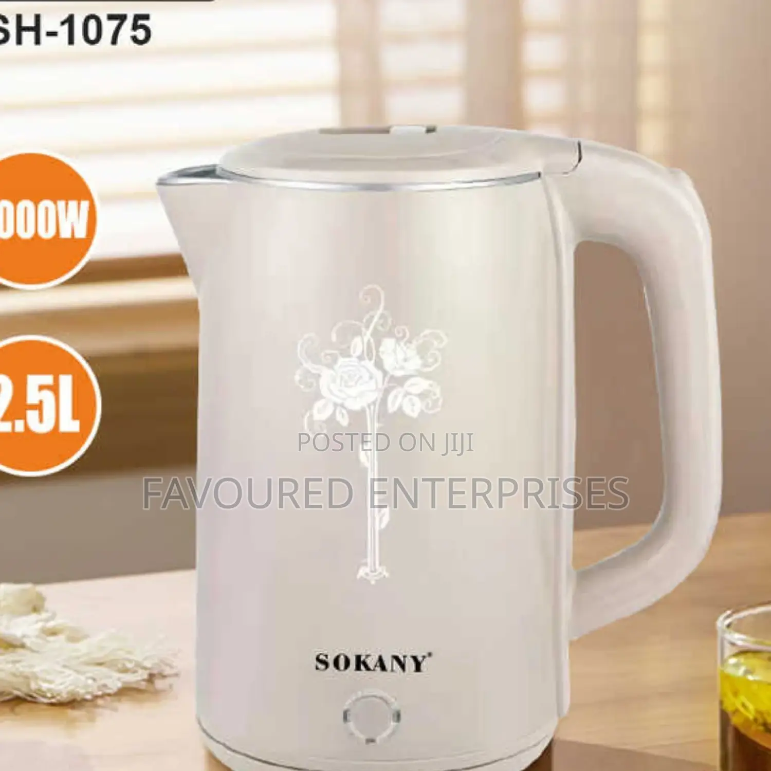 Sokany Electric Kettle 2.5ltrs Plastic Coated