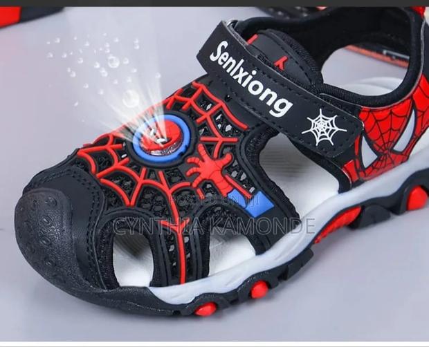 Boys Spiderman Open Shoes Black and Blue - thumbnail 3