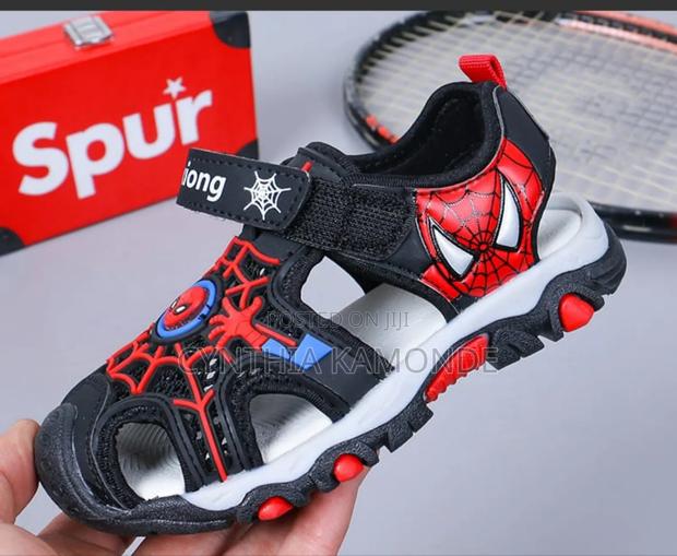 Boys Spiderman Open Shoes Black and Blue - thumbnail 6