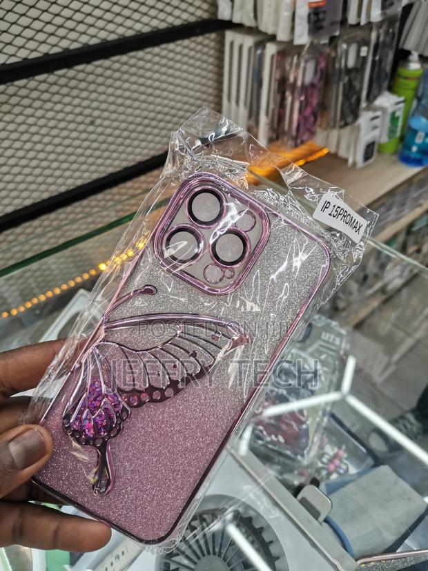 iPhone 15 Pro Max Case With Glitter Cute Butterfly Plating - thumbnail 2