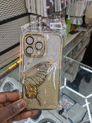 iPhone 14 Pro Max Case Glitter Butterfly Gold Plating