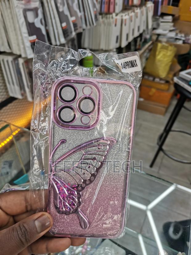 iPhone 14 Pro Max Clear Case Glitter Cute Butterfly Plating - main view