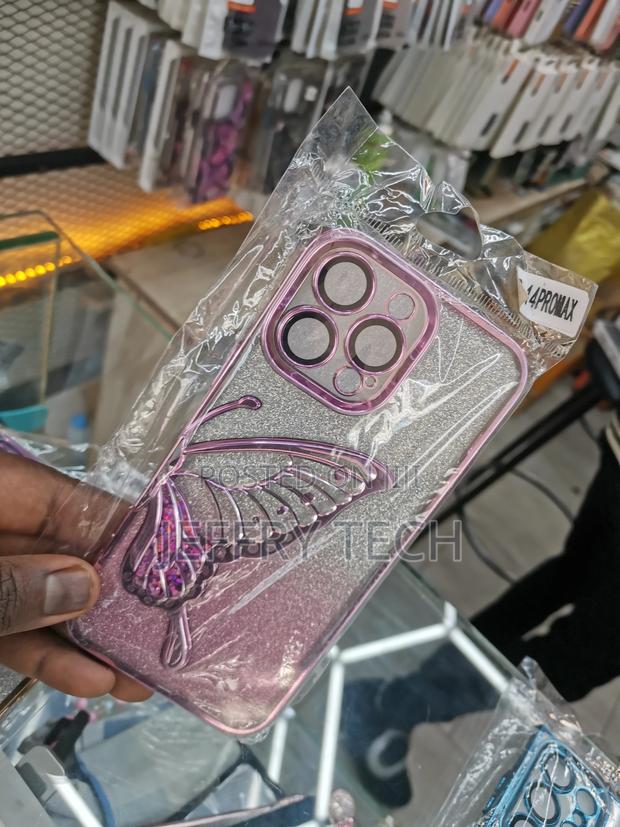 iPhone 14 Pro Max Clear Case Glitter Cute Butterfly Plating - thumbnail 3