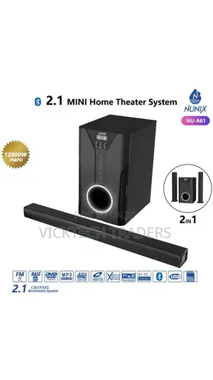 Nunix 2.1CH Soundbar A61 Home Theater System 12000watts