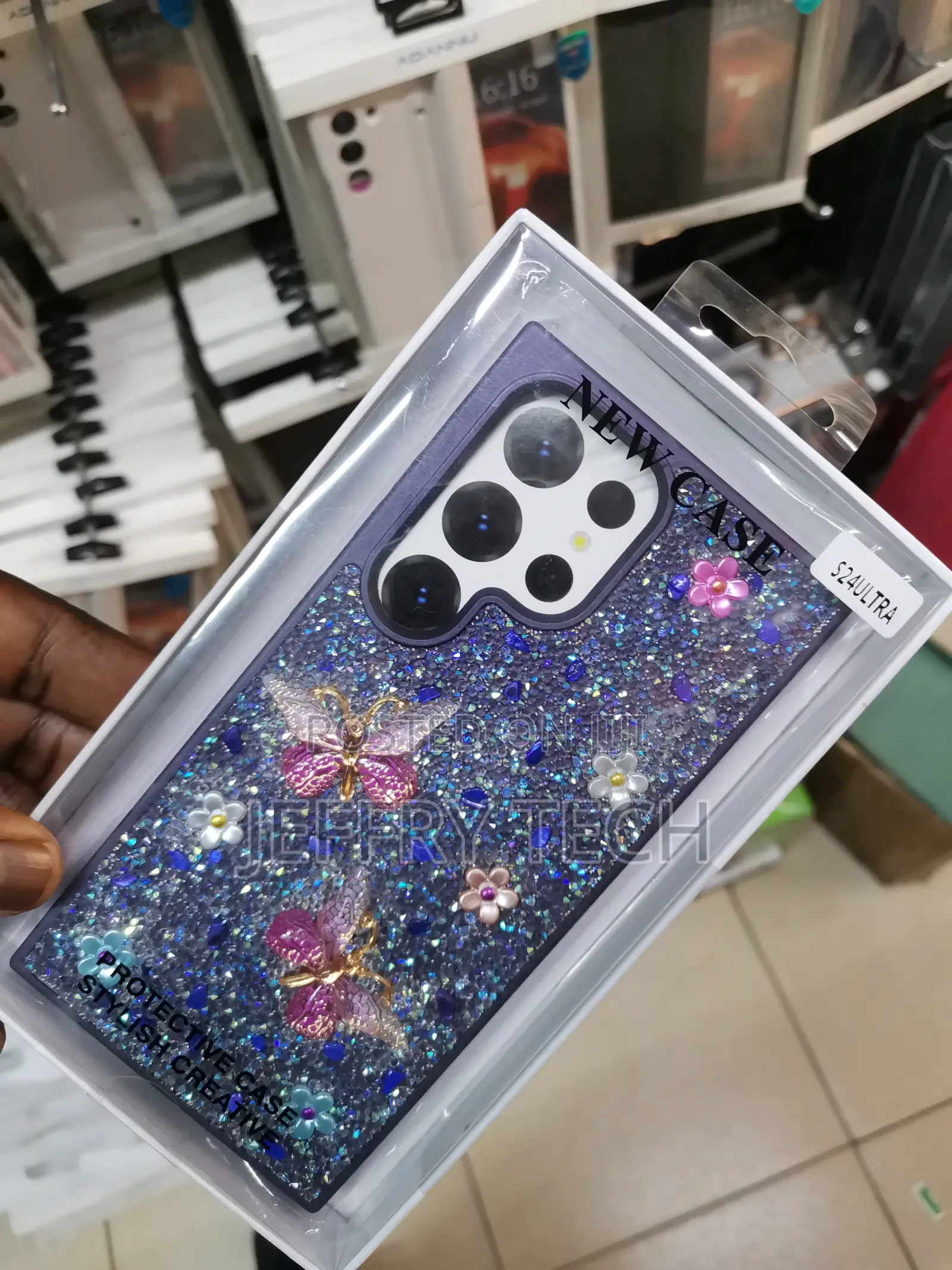 Samsung Galaxy S24 Ultra Glitter Butterfly Phone Case-Purple