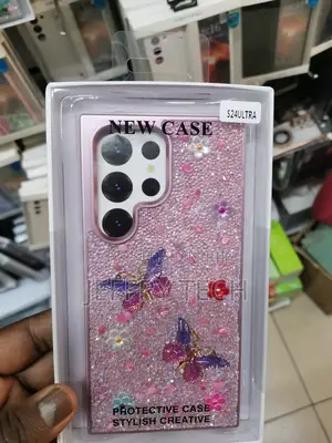 Samsung Galaxy S24 Ultra Glitter Butterfly Phone Case-Pink