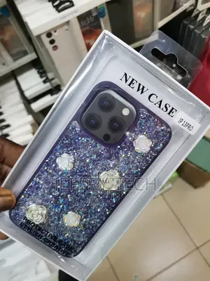 13 Pro Max Glitter Case With Flowers for Women Girls-Purple