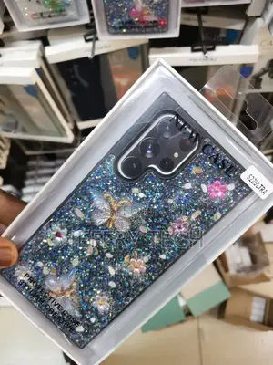 Samsung Galaxy S23 Ultra Glitter Butterfly Phone Case-Black