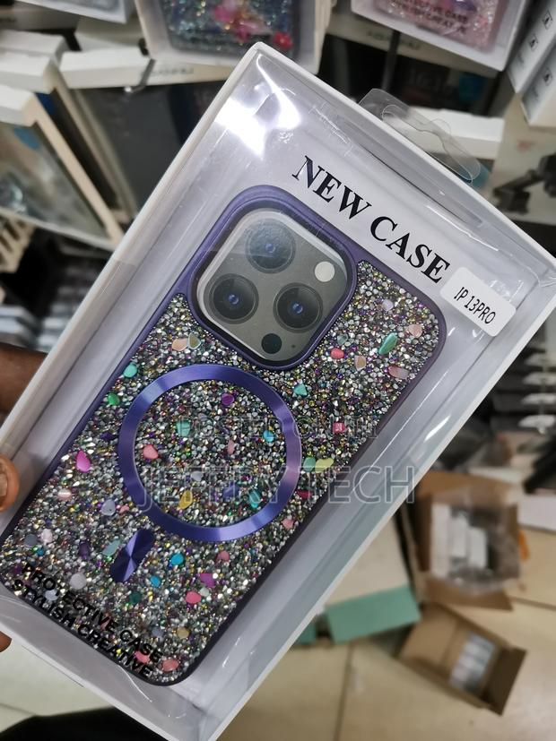 iPhone 13 Pro Glitter Cute Plated Case With Magsafe-Purple - thumbnail 3