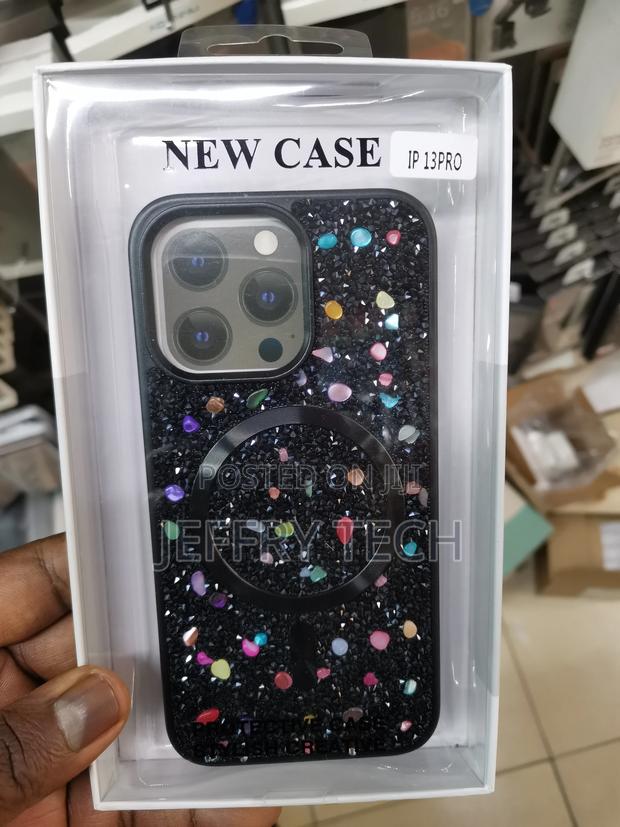 iPhone 13 Pro Glitter Diamond Rhinestone,Magsafe Case-Black