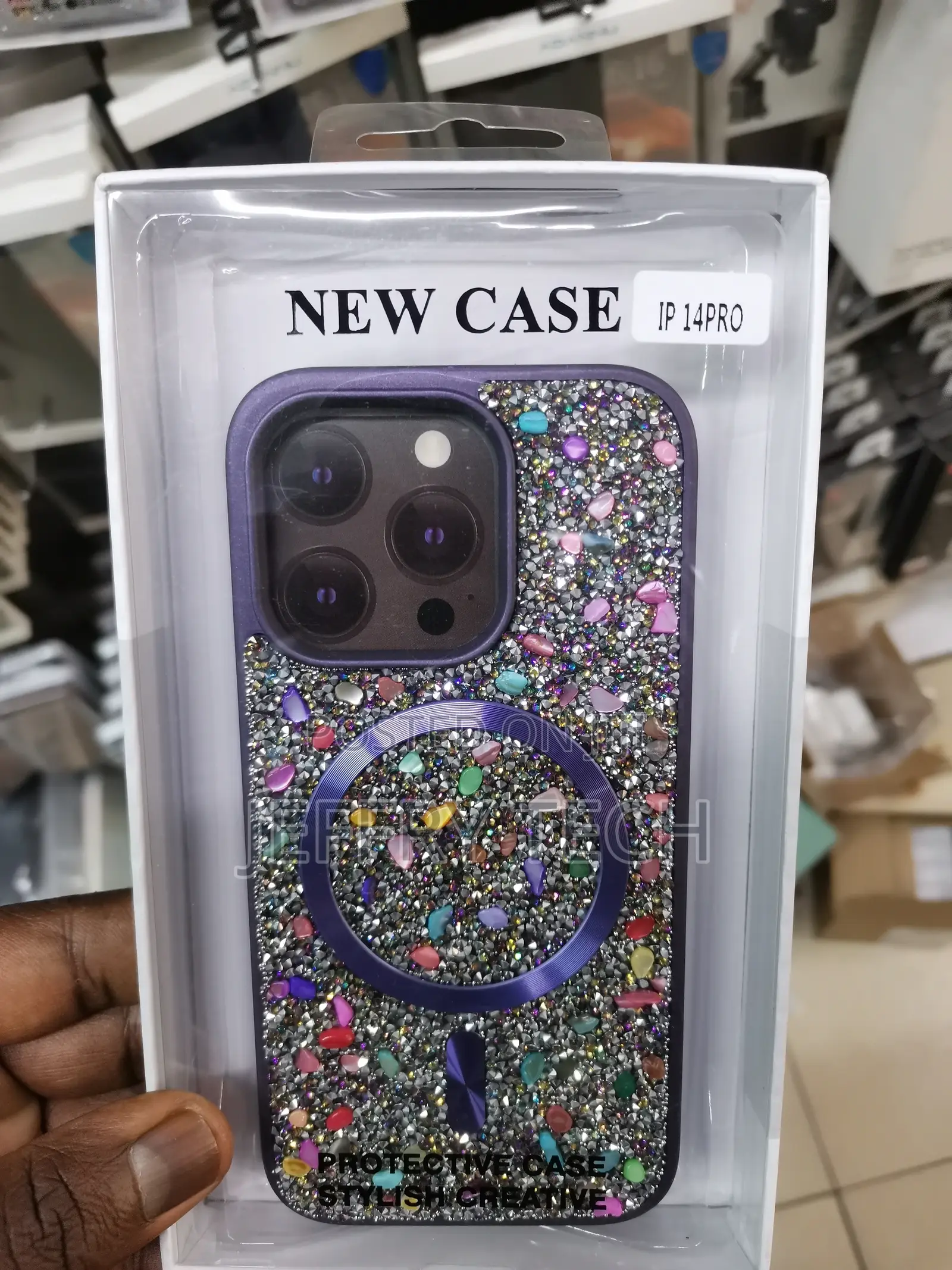 Glitter Magsafe Rhignstone Case for iPhone 14 Pro-Purple