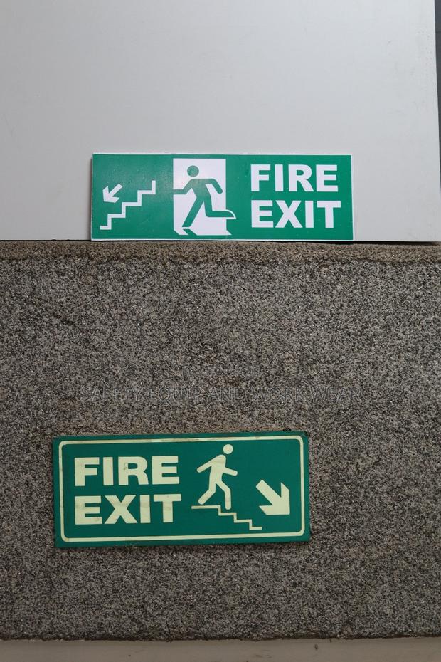 Fire Exit Signage- Arrow Pointing Towards Stairs