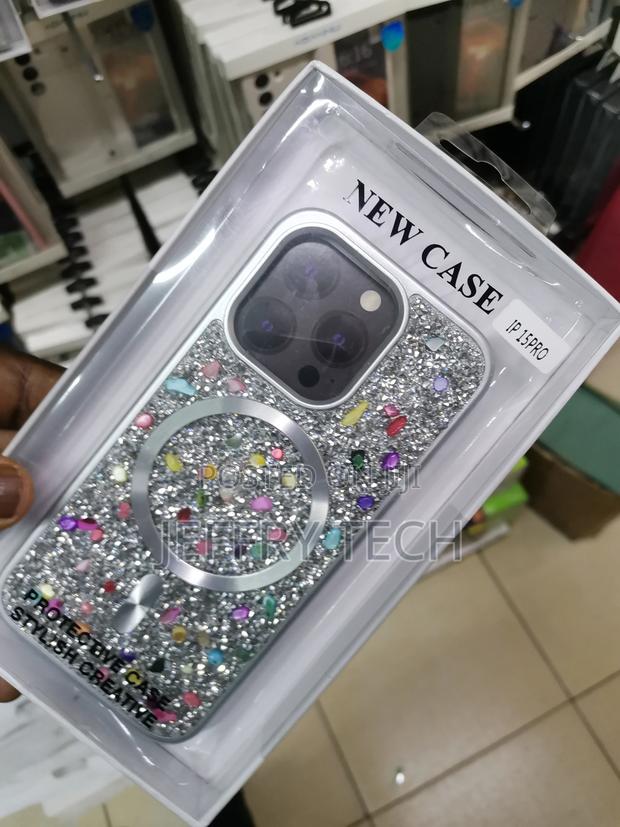 iPhone 15 Pro Bling Glitter Magsafe Rhinestone Case-Gray - thumbnail 2