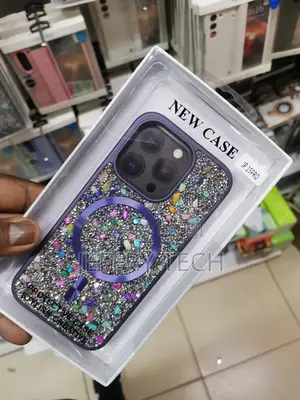 iPhone 15 Pro Glitter Magsafe Rhinestone Back Case-Purple