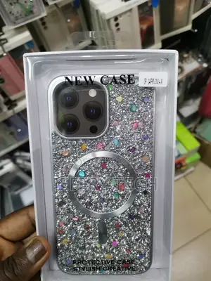 iPhone 14 Pro Max Magnetic Glitter Rhinestone Case-Gray