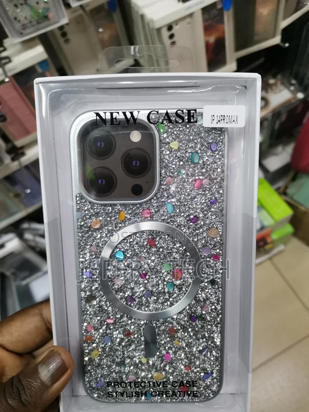 iPhone 14 Pro Max Magnetic Glitter Rhinestone Case-Gray - thumbnail 3