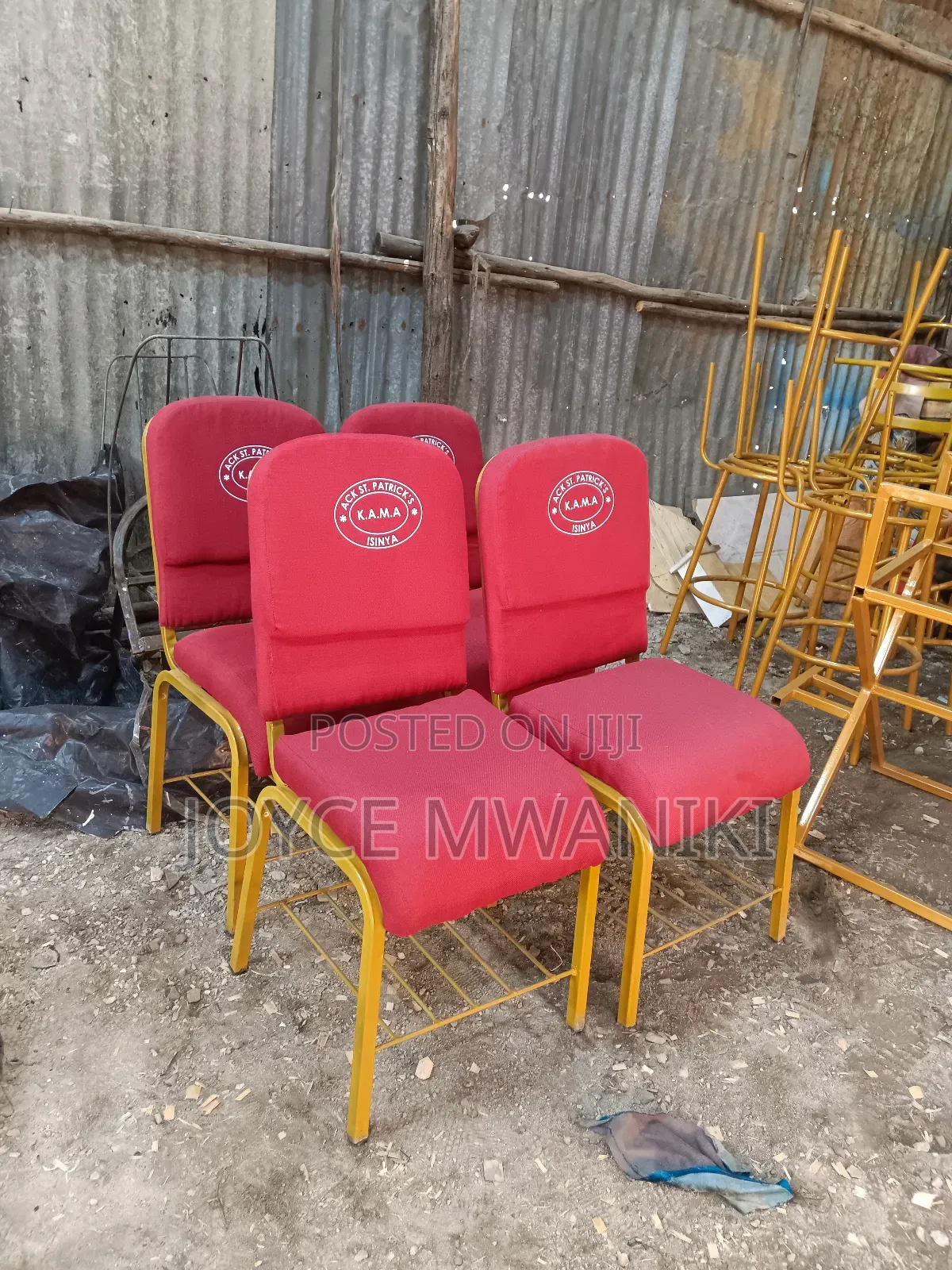 Church Chair, Ted With Logo, Gold and Red