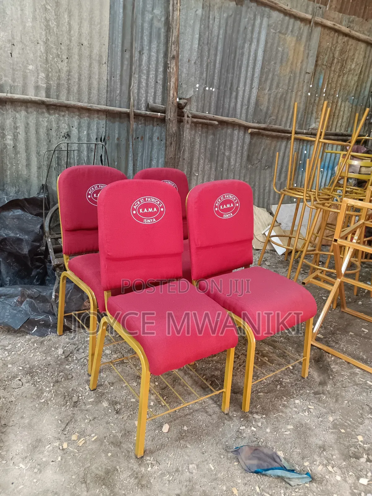 Church Chair, Ted With Logo, Gold and Red