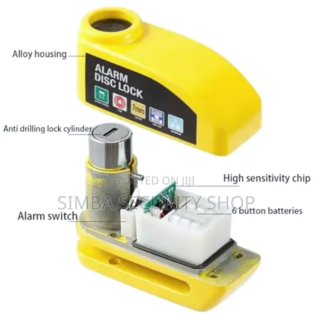 2 in 1 Brake Disk Lock With Alarm Motorbike Bike Waterproof