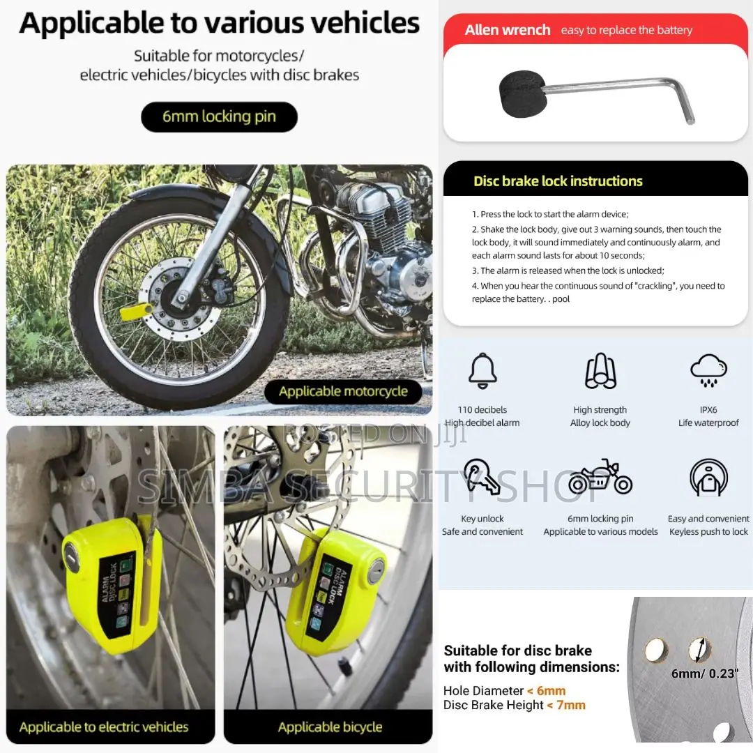 Anti-Theft Alarm Brake Disc Lock Motorcycle Bicycle Siren
