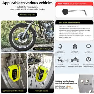 Anti-Theft Alarm Brake Disc Lock Motorcycle Bicycle Siren
