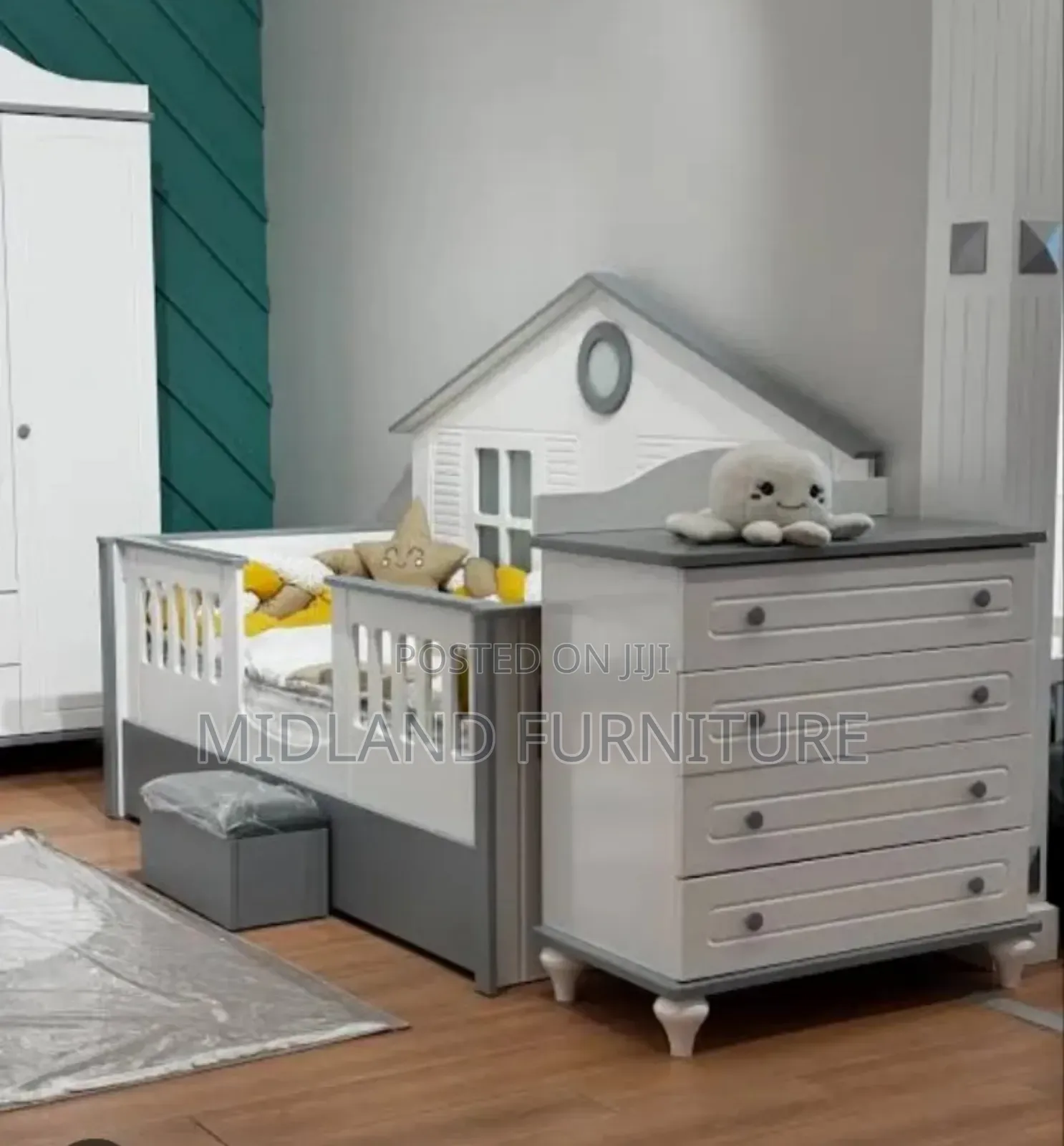 Children Bed With House Themed Back