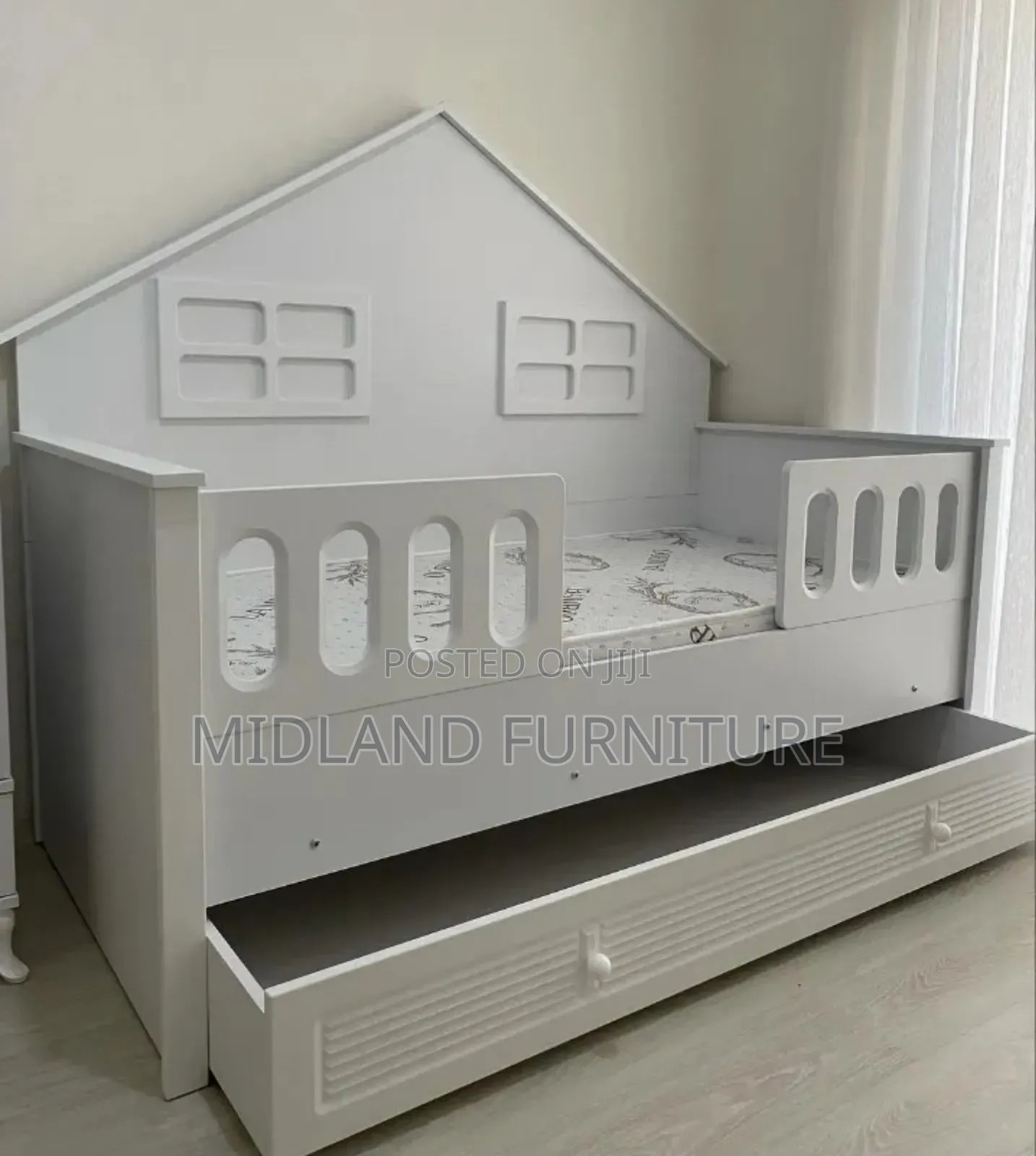 Children Bed With House Themed Back