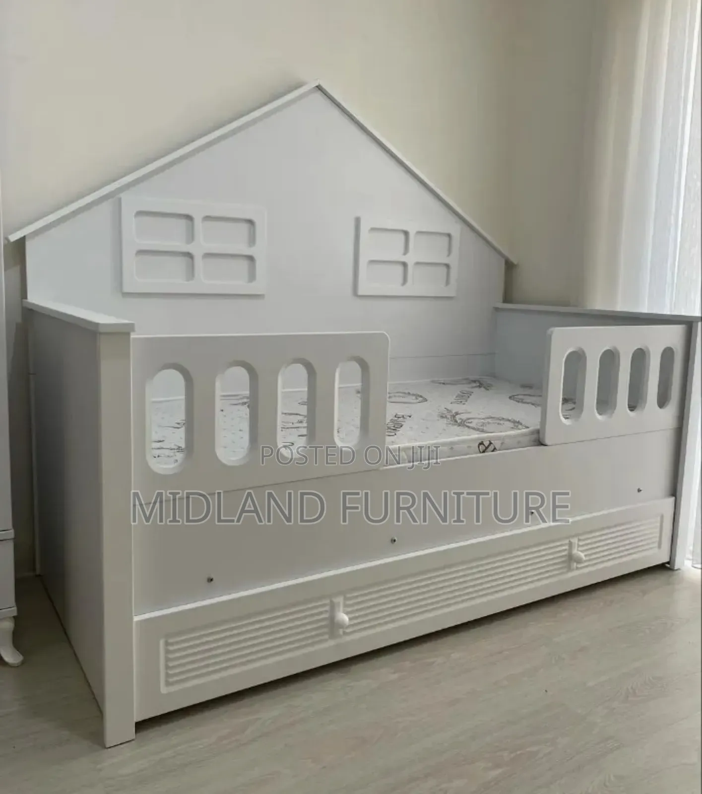 Children Bed With House Themed Back