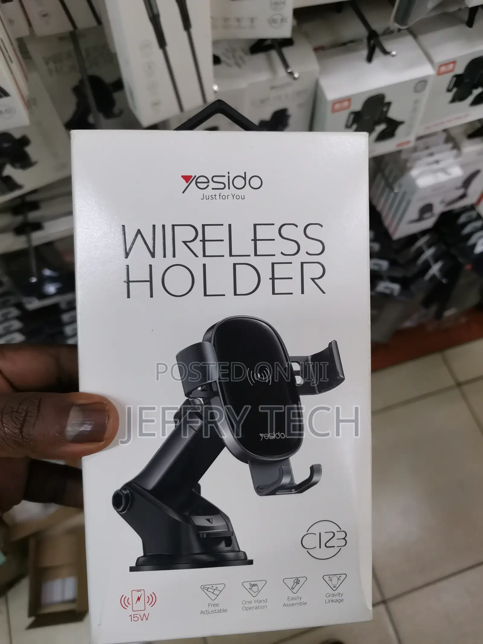 Fast Wireless Car Phone Holder With Charging, 15W, 360 Rotat