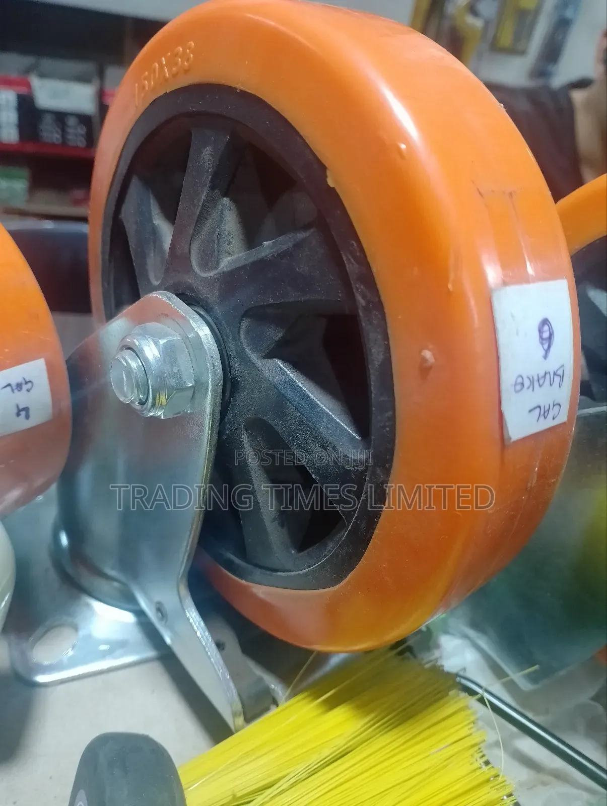 6' Orange Castor Wheel With Brake