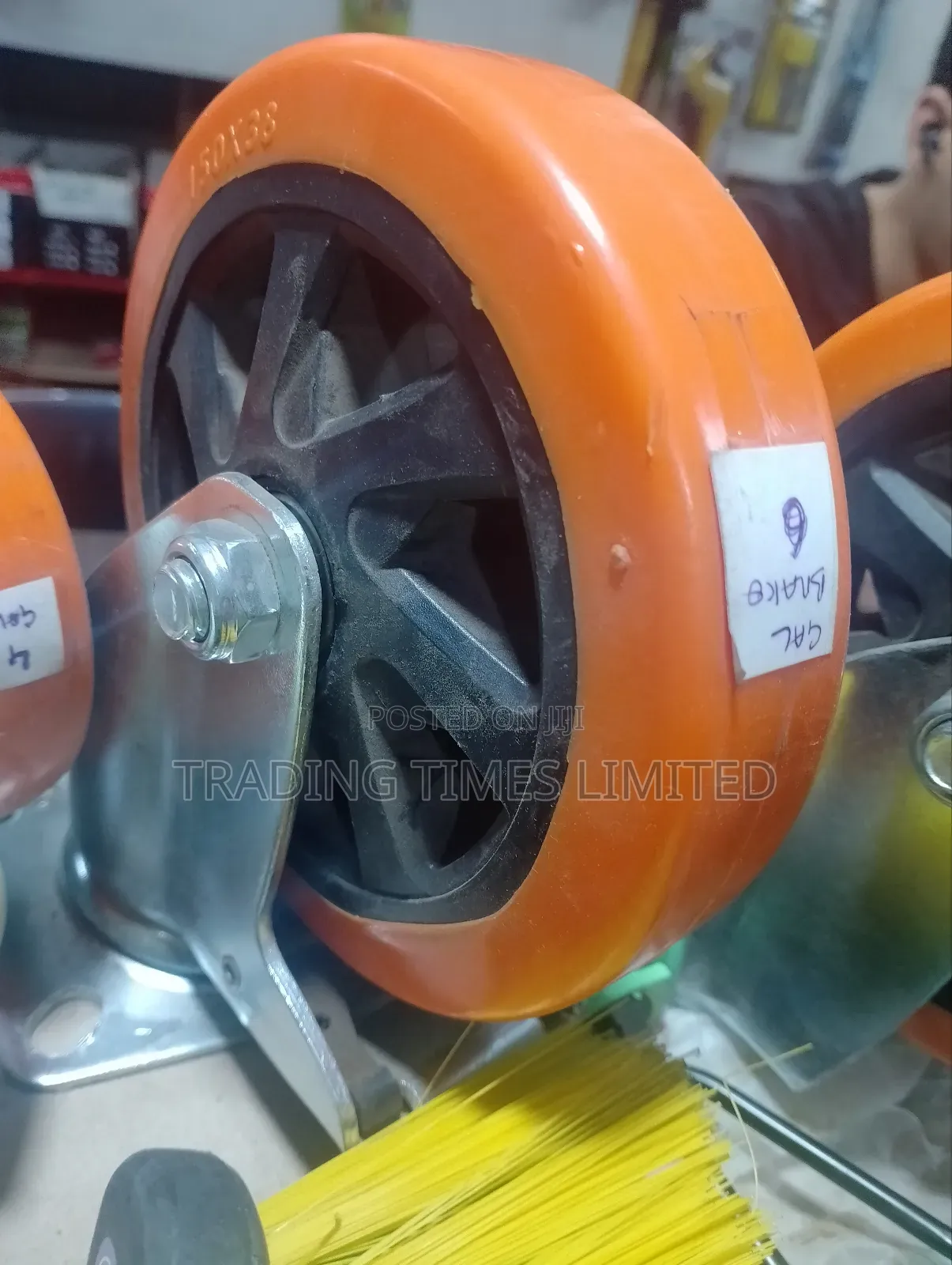 6' Orange Castor Wheel With Brake