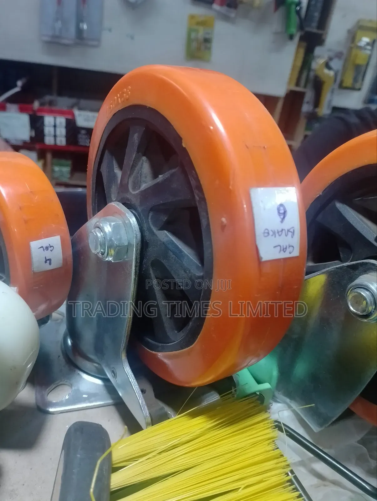 6' Orange Castor Wheel With Brake