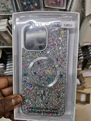Rose Glitter Flower Case for iPhone 14 Pro Max-Silver