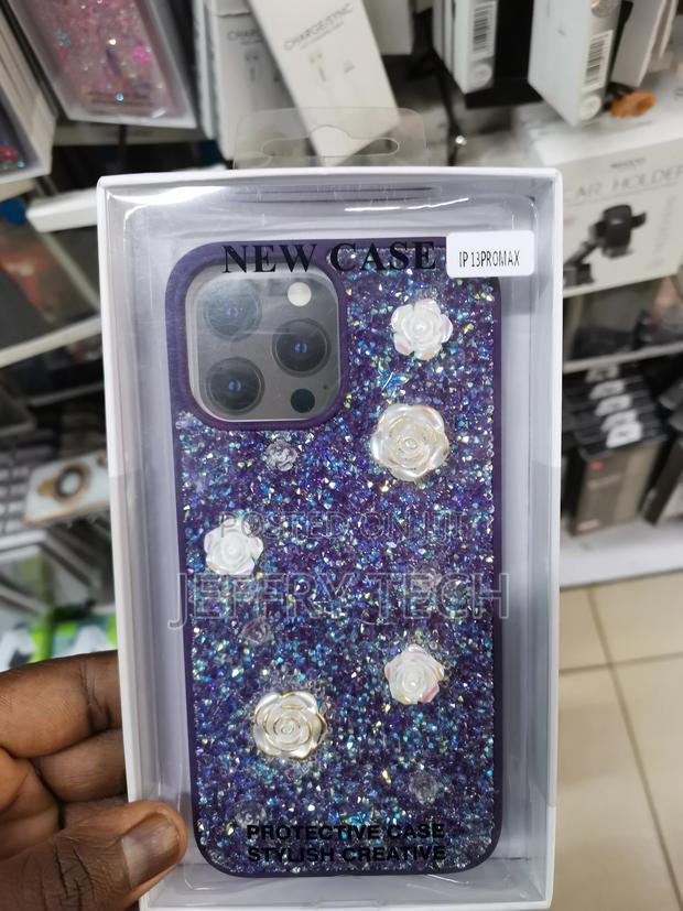 Rose Glitter Flower Luxury Case for iPhone 13 Pro Max-Purple - main view